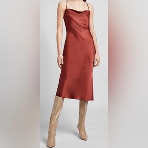 Express Rust Midi Satin Dress